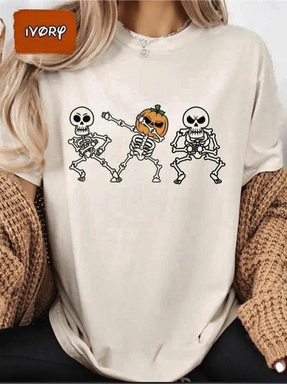 Skeleton Pumpkin Graphic Short Sleeve Tee